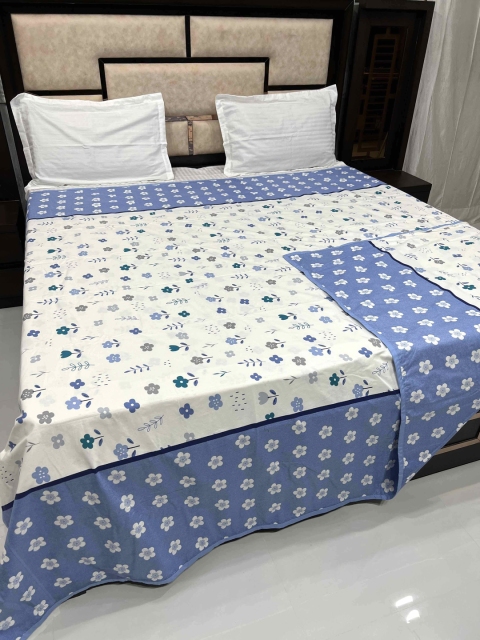 

Pure Decor Blue & White Printed Pure Cotton 250 TC Double King Duvet Cover