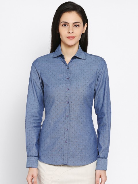

Park Avenue Woman Blue Self-Design Casual Shirt