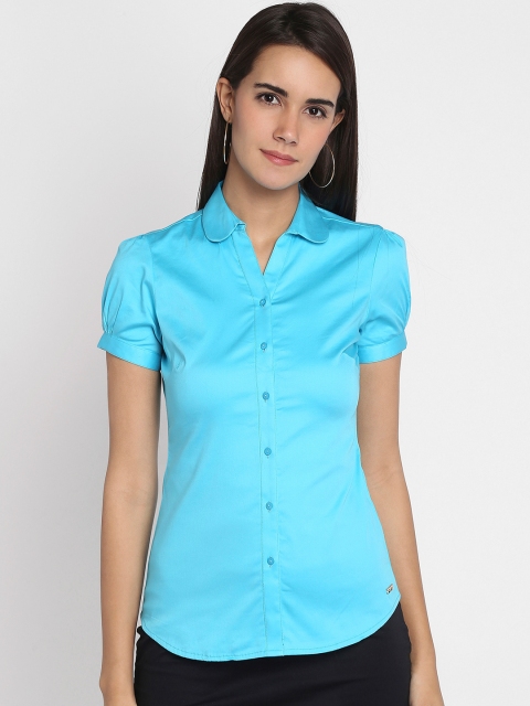 

Park Avenue Woman Blue Solid Casual Shirt