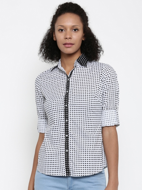 

Park Avenue Woman Women White & Black Regular Fit Printed Casual Shirt
