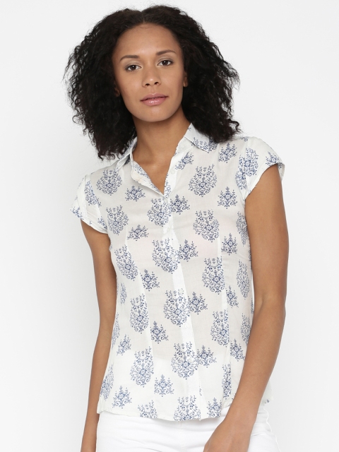 

Park Avenue Woman Women White Printed Shirt-Style Top