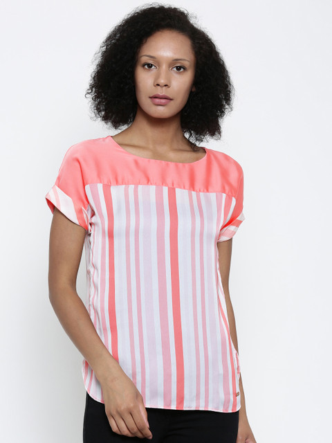 

Park Avenue Woman Women Peach-Coloured Striped Top