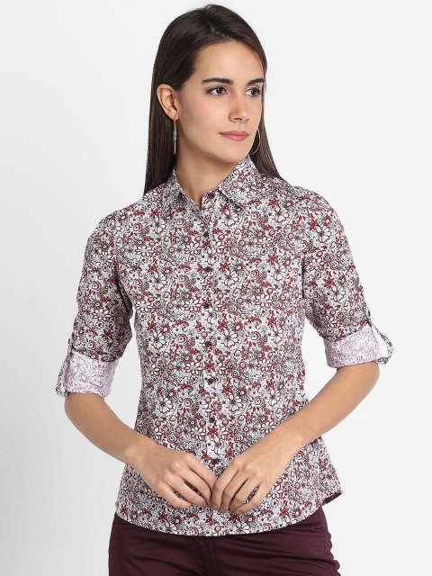 

Park Avenue Woman Off-White & Red Printed Shirt
