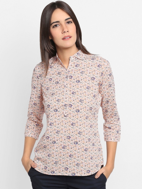 

Park Avenue Woman Peach-Coloured Printed Casual Shirt