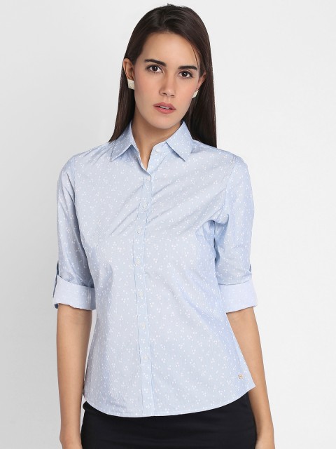 

Park Avenue Woman Blue Printed Formal Shirt