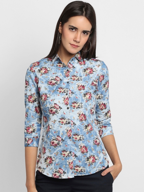 

Park Avenue Woman Blue Regular Fit Printed Casual Shirt