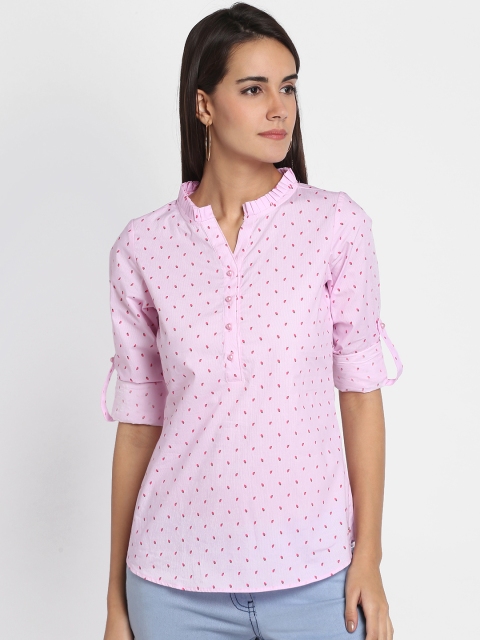 

Park Avenue Woman Pink Printed Shirt Style Pure Cotton Top