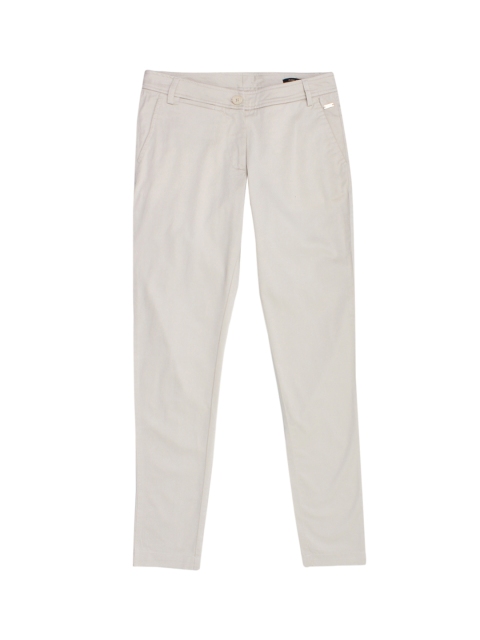 

Park Avenue Woman Cream-Coloured Slim Fit Solid Formal Trousers