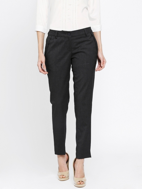 

Park Avenue Woman Charcoal Grey Tapered Fit Formal Trousers