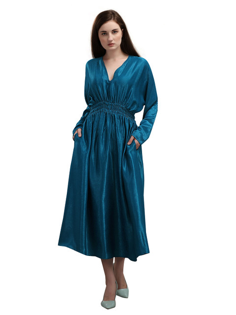 

Urban Luxe Women Blue Velvet Midi Dress