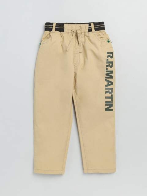 

Olio Kids Boys Khaki Low-Rise Trousers