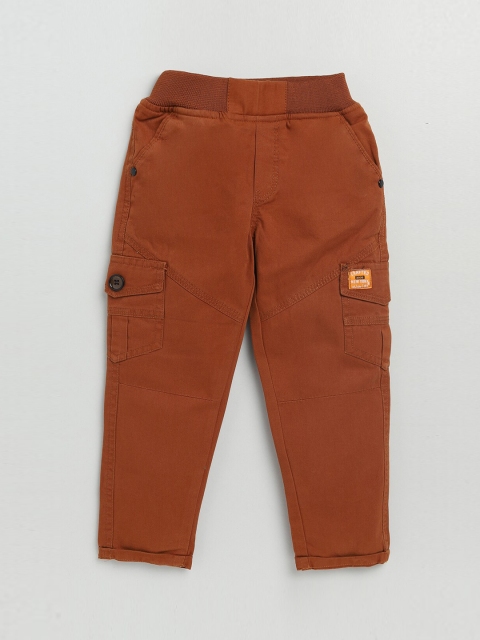 

Olio Kids Boys Khaki Low-Rise Cargos Trousers