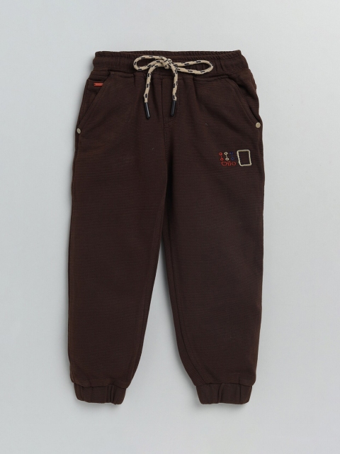

Olio Kids Boys Brown Low-Rise Joggers Trousers