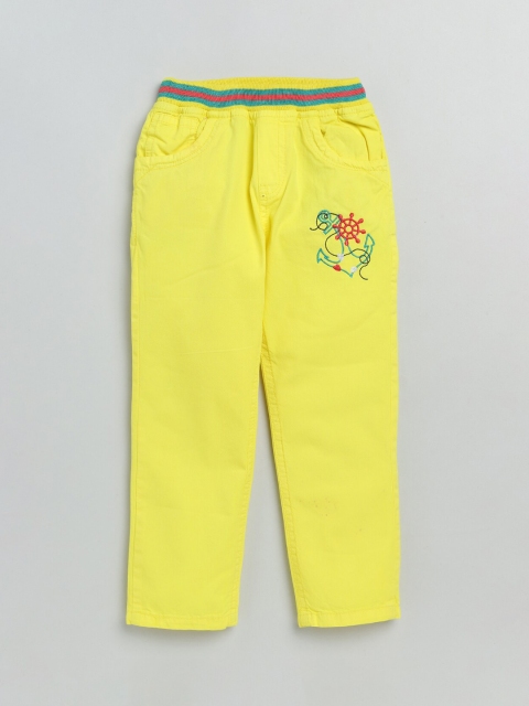 

Olio Kids Girls Yellow Low-Rise Trousers