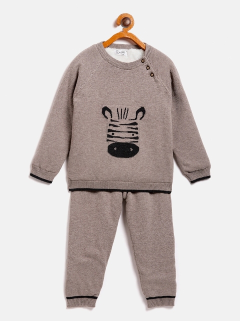 

JWAAQ Unisex Kids Brown & Black Printed Top with Pyjamas