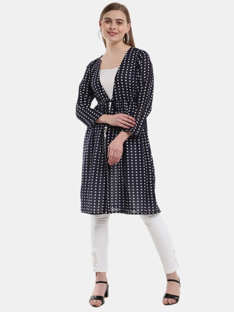 

V-Mart Women Navy Blue & White Printed Shrug