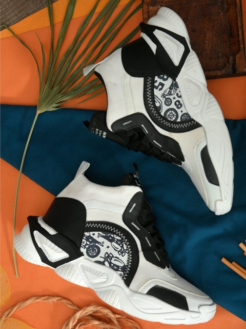 

Hundo P Men's White High-Top Running Non-Marking Shoes