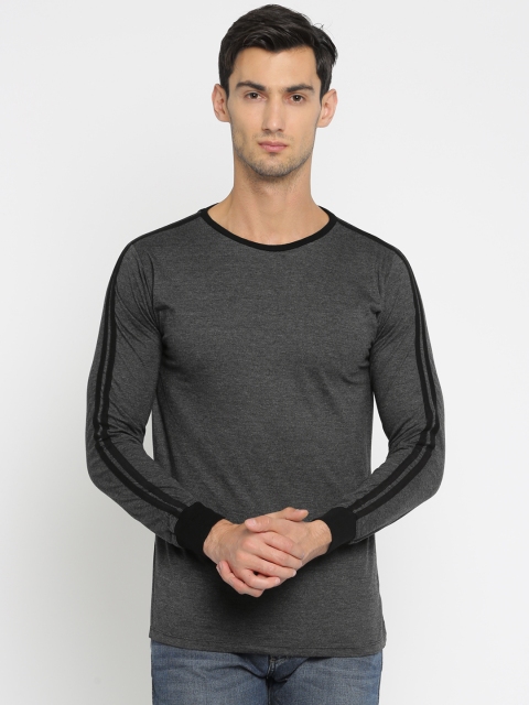 

SayItLoud Men Charcoal Grey Solid Round Neck Lounge T-shirt