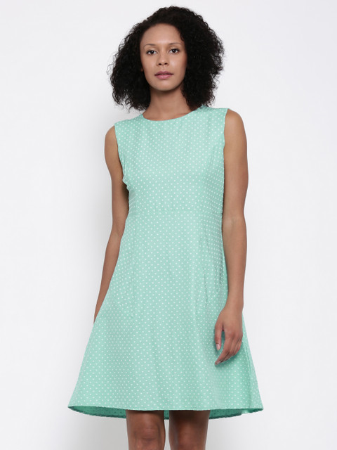 

Park Avenue Woman Green Printed Fit & Flare Dress