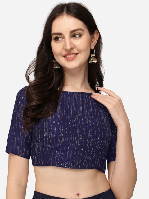 

Amrutam Fab Women Navy Blue Embellished Saree Blouse