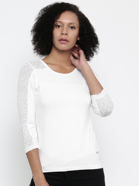 

Park Avenue Woman Women White Solid Round Neck T-Shirt