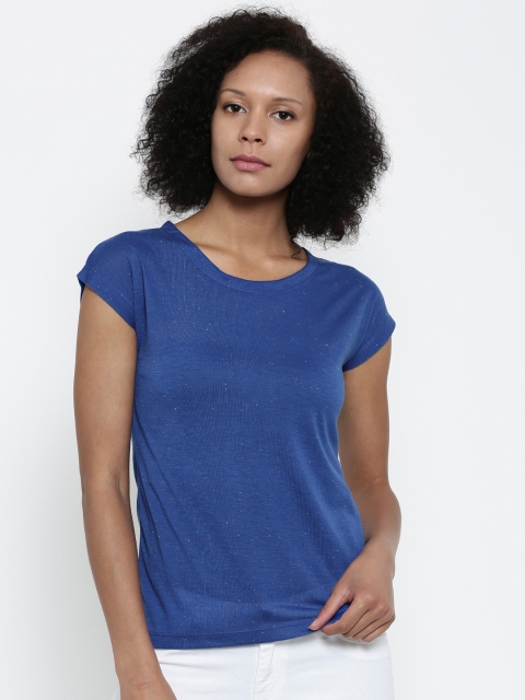

Park Avenue Woman Women Blue Self-Design T-Shirt