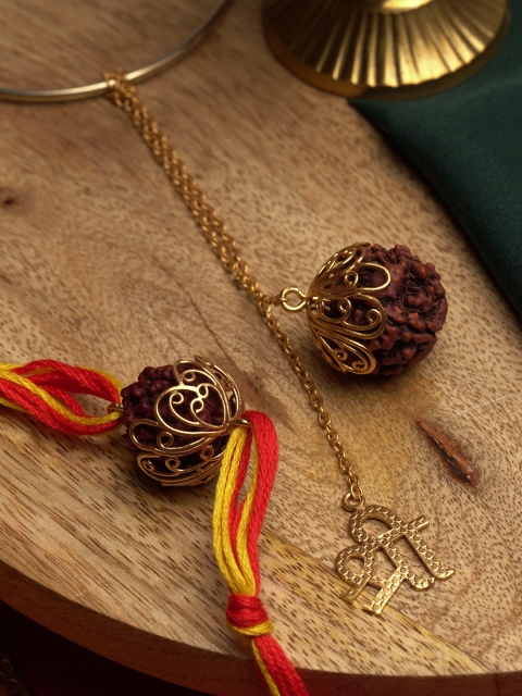 

Suhani Pittie Set Of 2 22K Gold-Plated & Red Rudraksh Rakhi