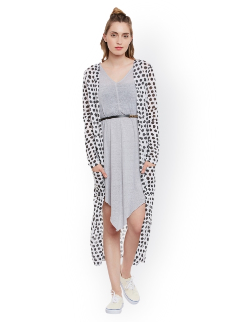 

THE SILHOUETTE STORE Off-White Polka Dot Print Longline Shrug