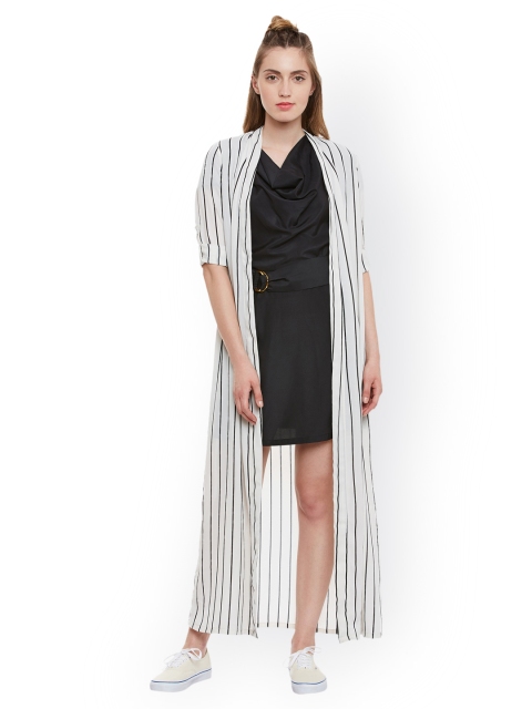 

THE SILHOUETTE STORE White & Black Striped Longline Shrug