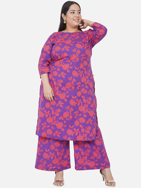 

Fabnest Curve Women Purple Ethnic Motifs Printed Kurta