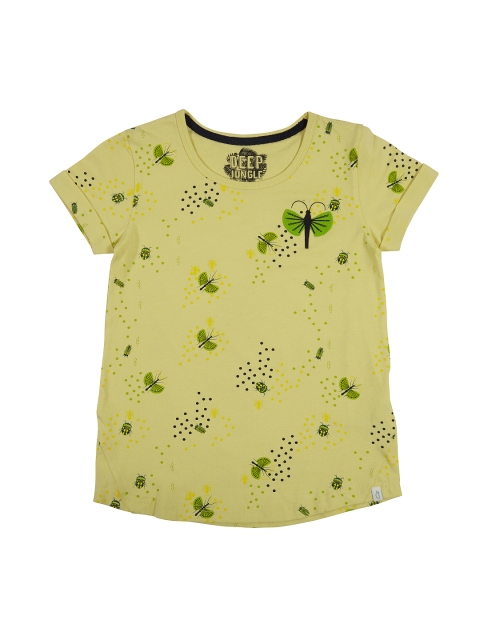 

Gini and Jony Girls Yellow Printed Top