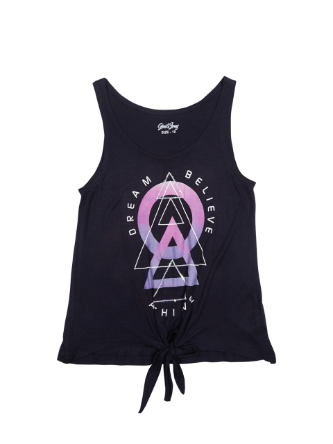 

Gini and Jony Girls Navy Blue Printed Tank Top