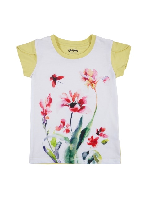 

Gini and Jony Girls White & Yellow Printed Top