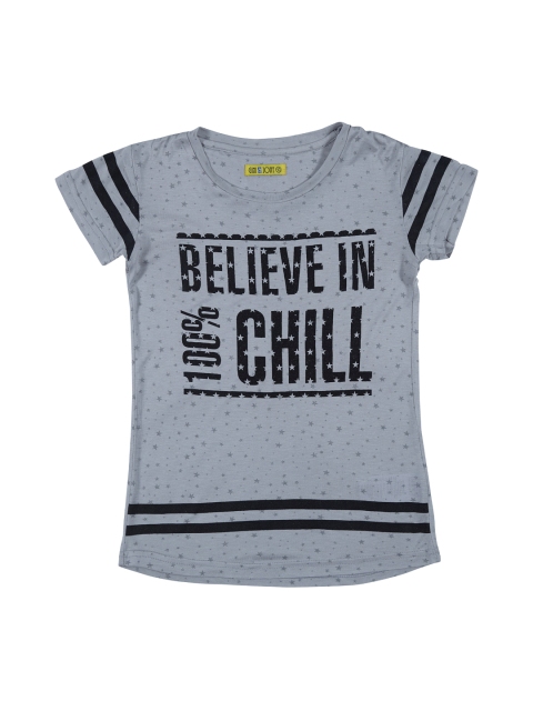 

Gini and Jony Girls Grey Printed Round Neck T-shirt