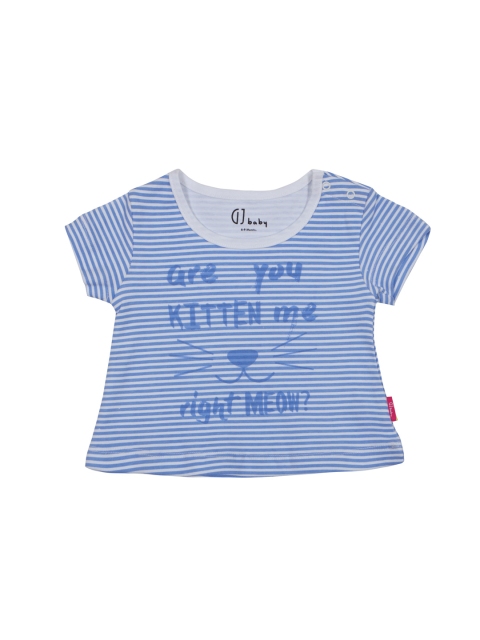 

Gini and Jony Girls Blue & White Striped Pure Cotton Top