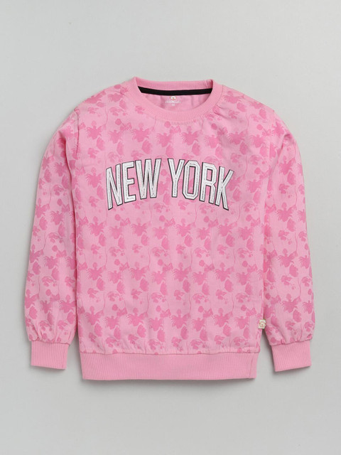 

Olio Kids Girls Pink Typography Printed Applique T-shirt