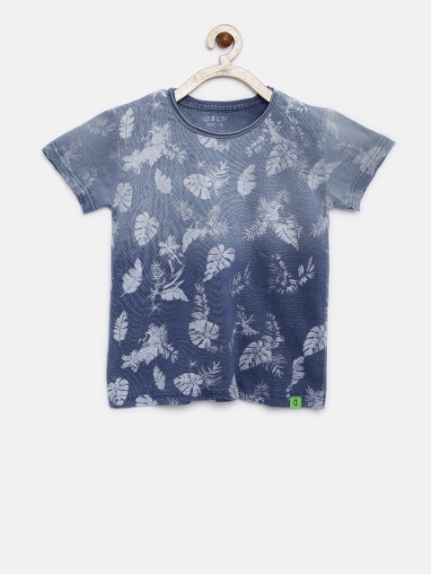 

Gini and Jony Boys Blue Printed Round Neck T-shirt