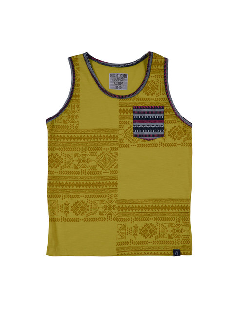 

Gini and Jony Boys Mustard Yellow Printed Round Neck T-shirt