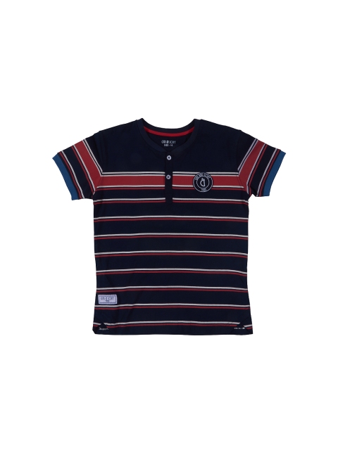 

Gini and Jony Boys Navy Blue & Red Striped T-shirt