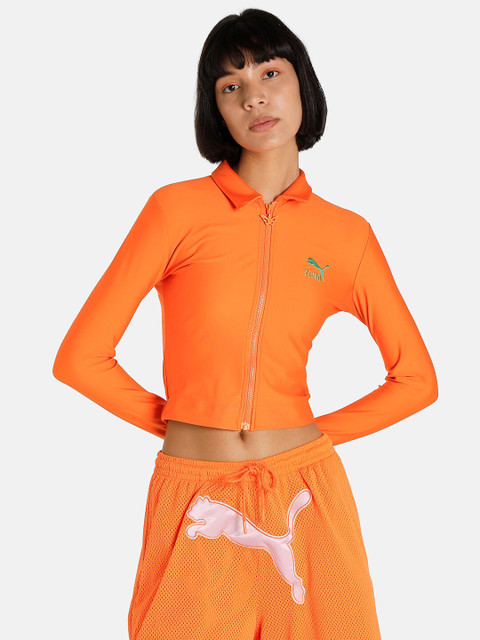 

Puma Women Orange PUMA X DUA LIPA Polo Collar Slim Fit T-shirt