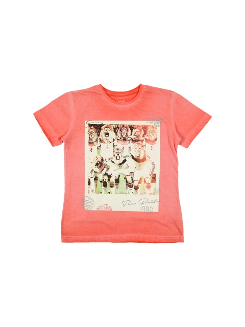 

Gini and Jony Boys Peach-Coloured Printed Round Neck T-shirt