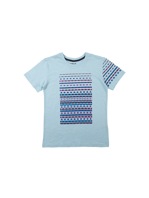 

Gini and Jony Boys Blue Printed Round Neck T-shirt