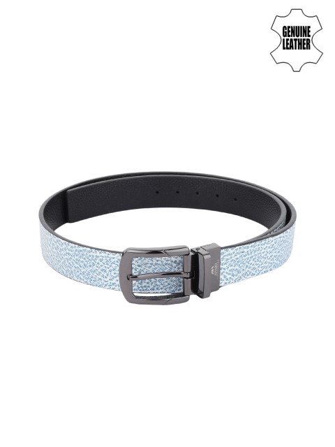 

Alvaro Castagnino Men Blue & Black Genuine Leather Printed Reversible Belt