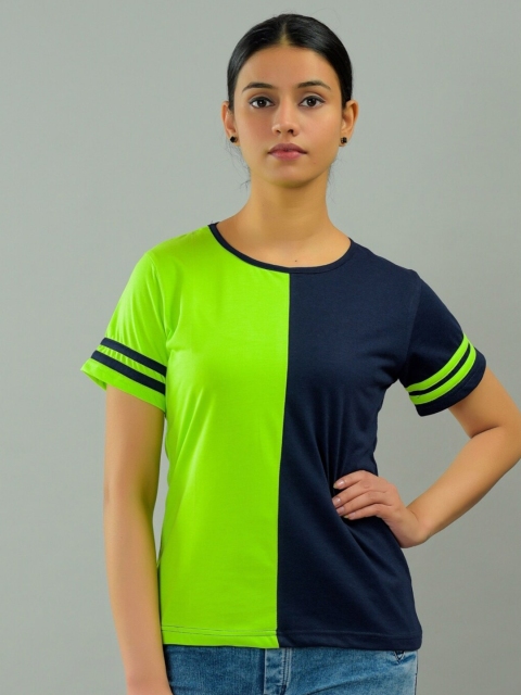 

BASE 41 Women Fluorescent Green Slim Fit T-shirt