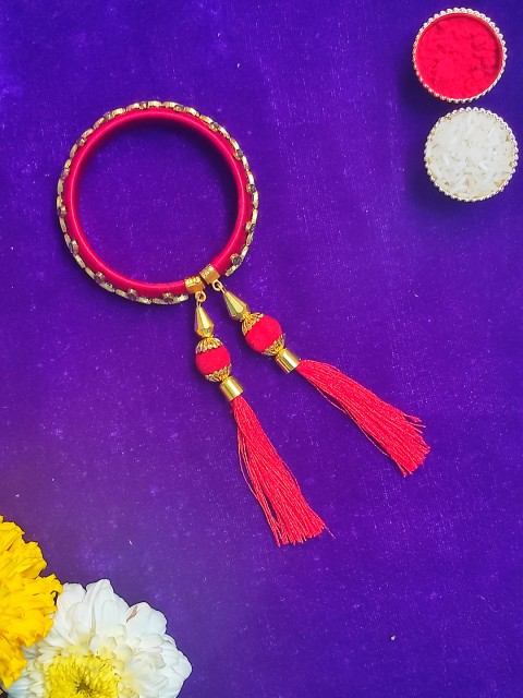 

CRAYTON Gold Toned & Red Beaded Lumba Chuda