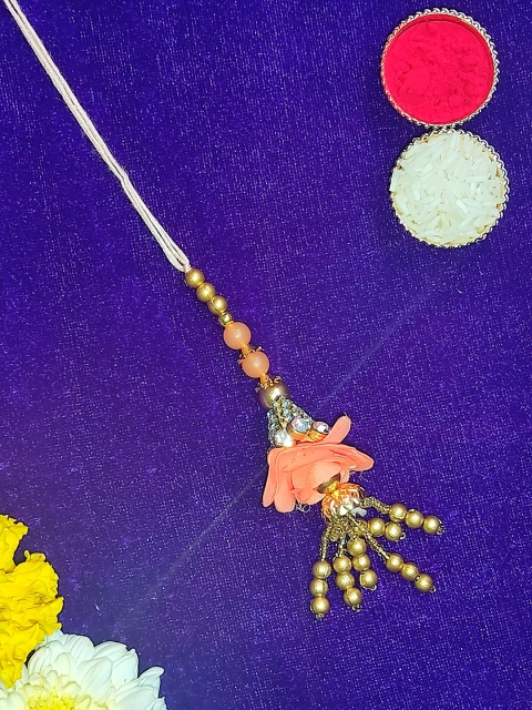 

CRAYTON Gold Toned & Peach Colored Beaded Lumba