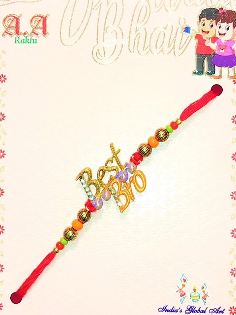 

CRAYTON Men Gold-Toned Designed & Red Threaded Rakhi