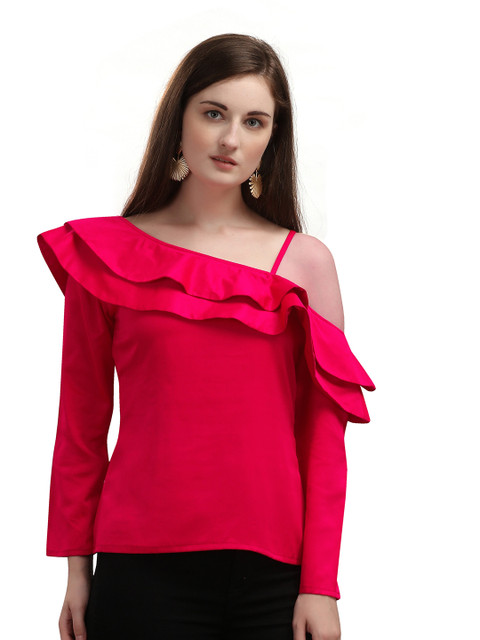

Urban Luxe Pink One Shoulder Satin Top