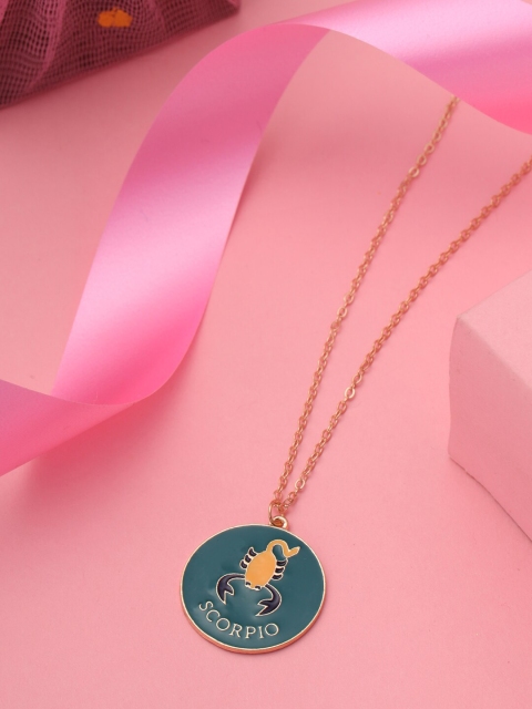 

kashwini Gold-Toned & Blue Brass Rose Gold-Plated Necklace