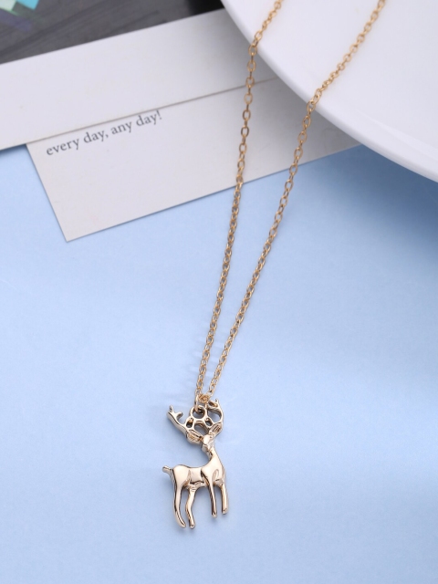 

kashwini Rose Gold-Plated Brass Deer Shape Necklace